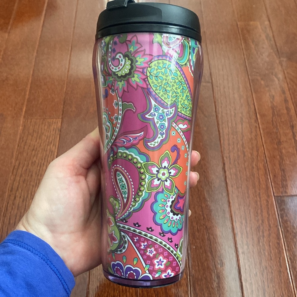 Vera Bradley Pink Paisley Tumbler Travel Mug with Flip Lid - Picture 10 of 12